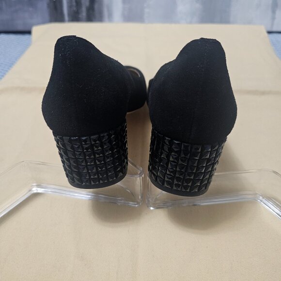 Michael Kors Black Suede Leather Arabella Kitten Pump Jeweled Heel - Size 6 - Picture 7 of 9